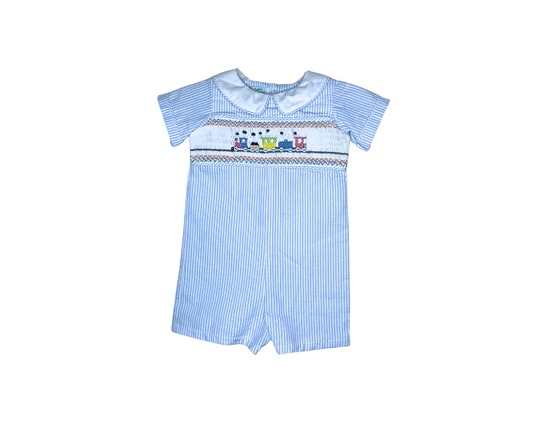 All Aboard! Smocked Train Romper