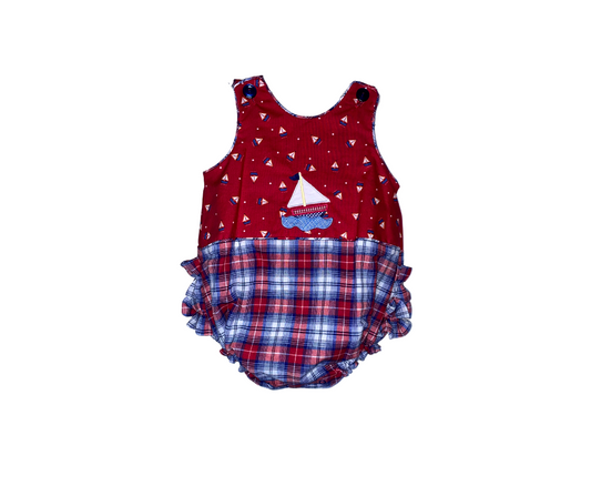 Sailboat Plaid Bubble Romper