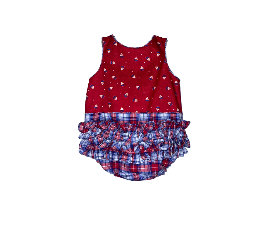 Sailboat Plaid Bubble Romper