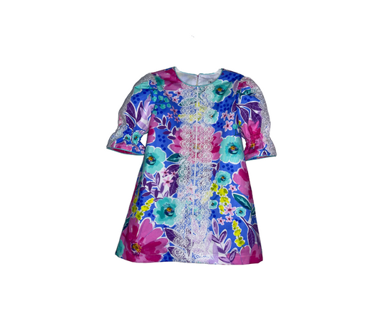 Vibrant Floral Dress with Matching Bloomers