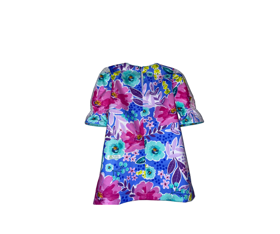 Vibrant Floral Dress with Matching Bloomers