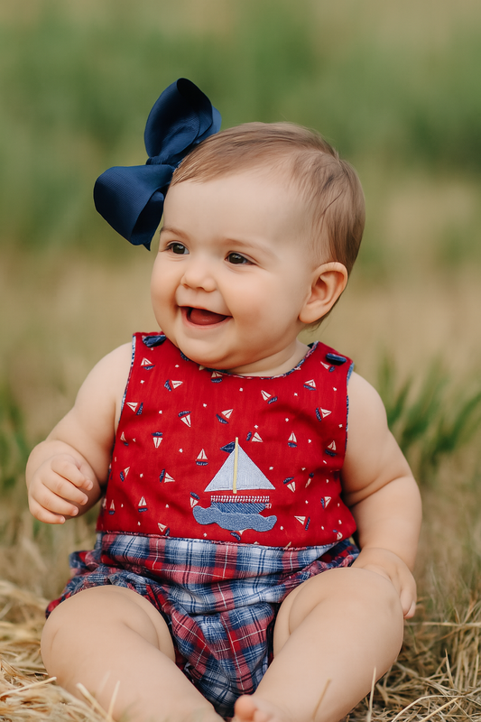Sailboat Plaid Bubble Romper