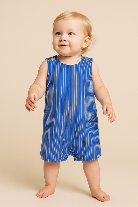 Classic Blue Pinstripe Romper